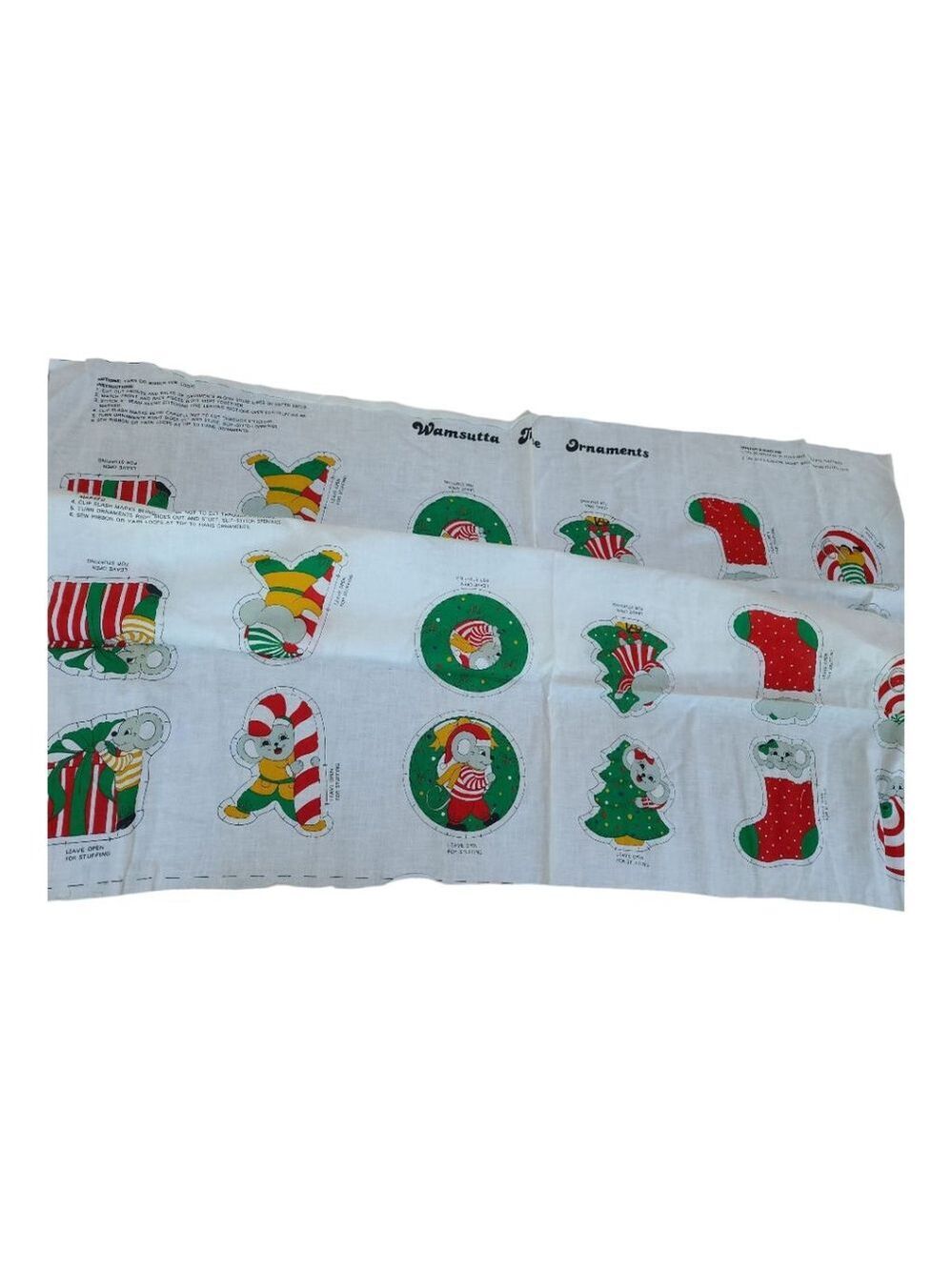 Wamsutta Christmas Mice Fabric Ornament Panel